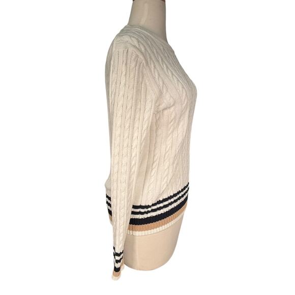 Tommy Hilfiger Small Cable Knit Sweater White Cotton Classic Preppy Old Money - Picture 3 of 11